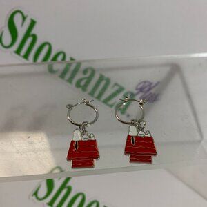Peanuts Earrings Snoopy Dog House Charm Hoops Metal Jewelry Comics Comic